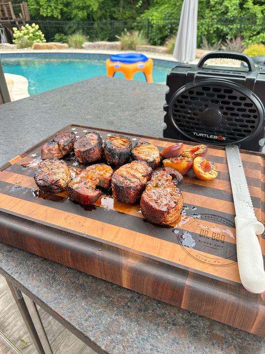 Reverse sear peach pork chops