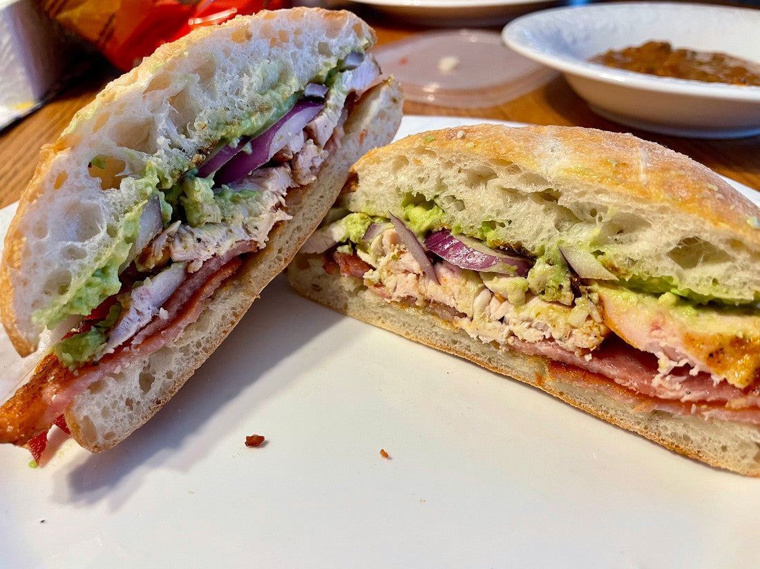 Smoked pesto chicken cali clubs