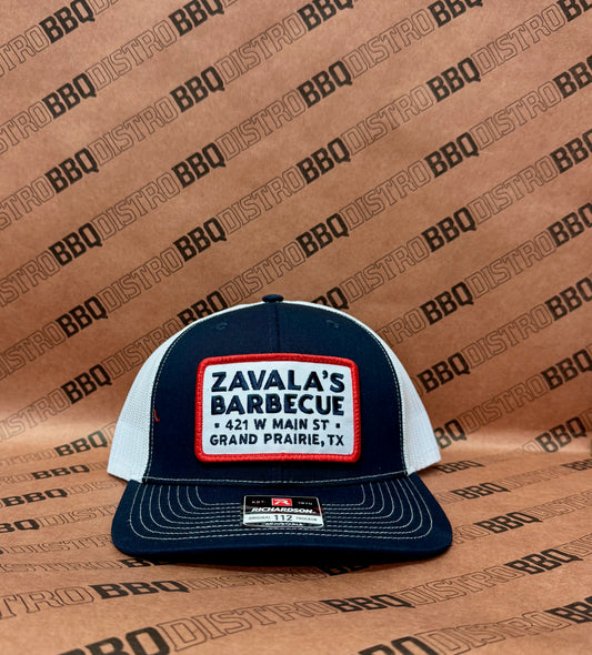 Zavala's Barbecue Sign Hat, Blue and White image 0