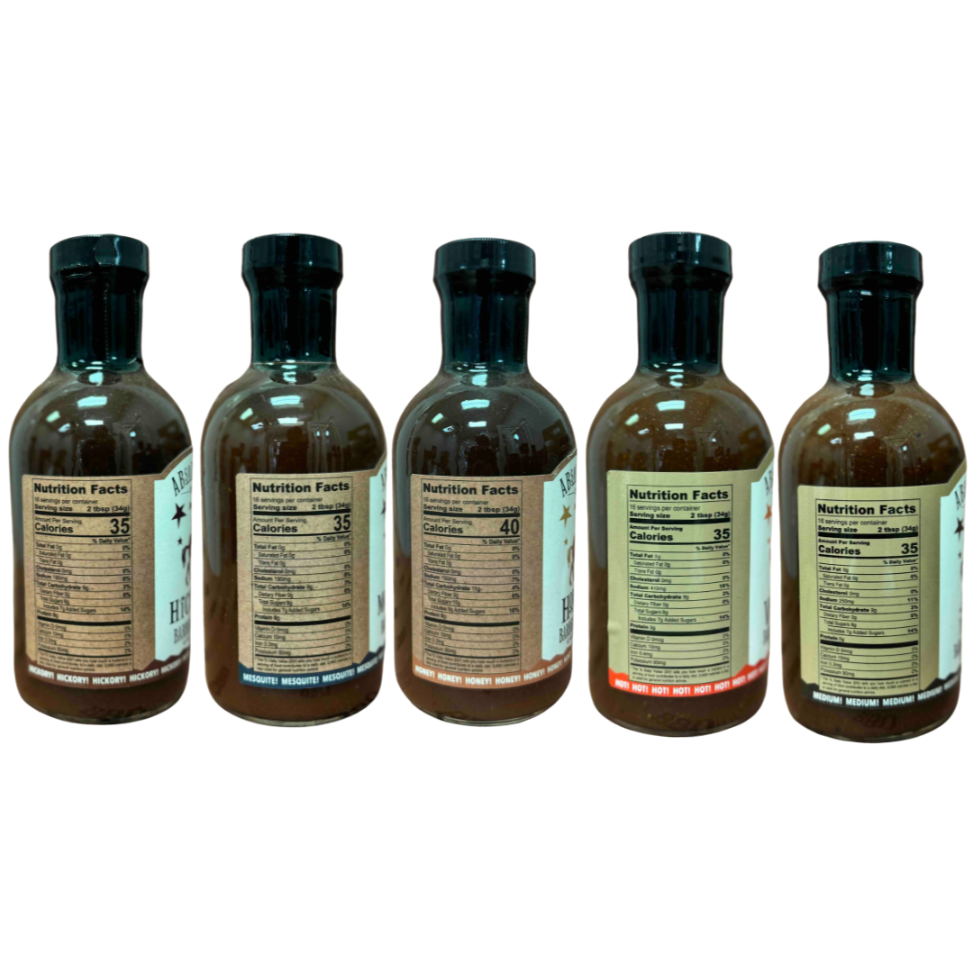 Absolutely Wild Barbecue Sauce 5-Pack — Hot, Medium, Mesquite, Hickory & Honey
