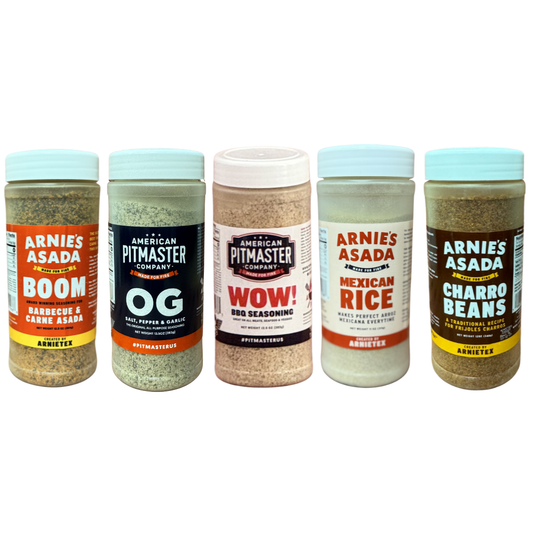 ArnieTex Asada Bundle 5-Pack — BOOM!, WOW!, OG, Mexican Rice & Charro Beans