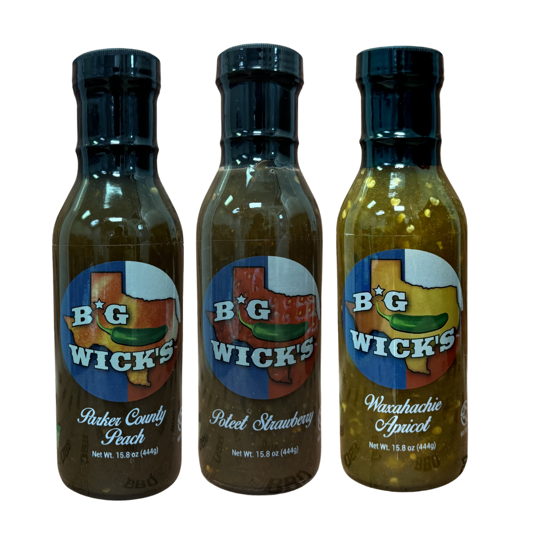 Big Wick's Texas Fruit Glaze Trio — Peach, Strawberry & Apricot