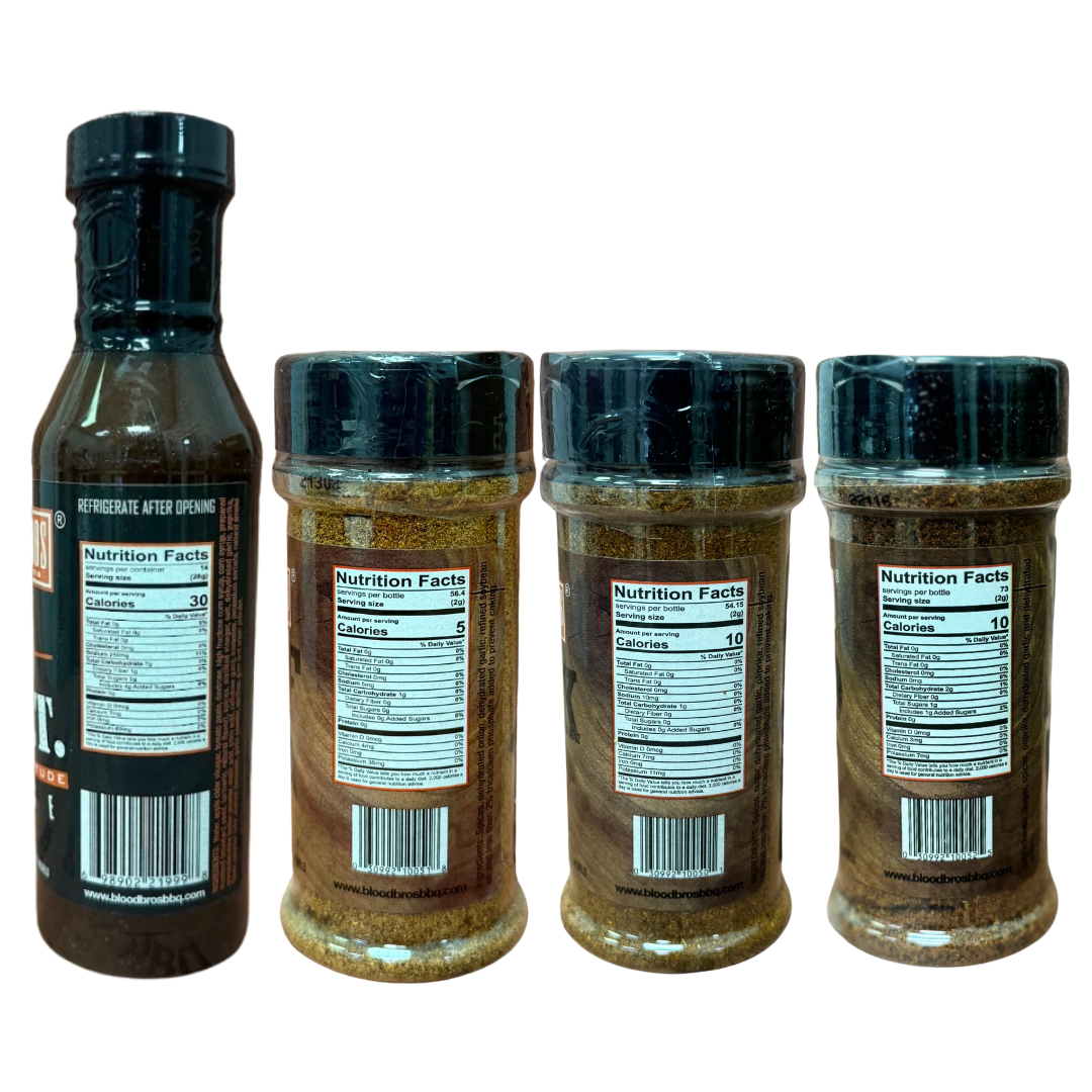 Blood Bros. 4-Pack — 3 Rubs + S.W.A.T. Sauce from Houston's Award-Winning Pit