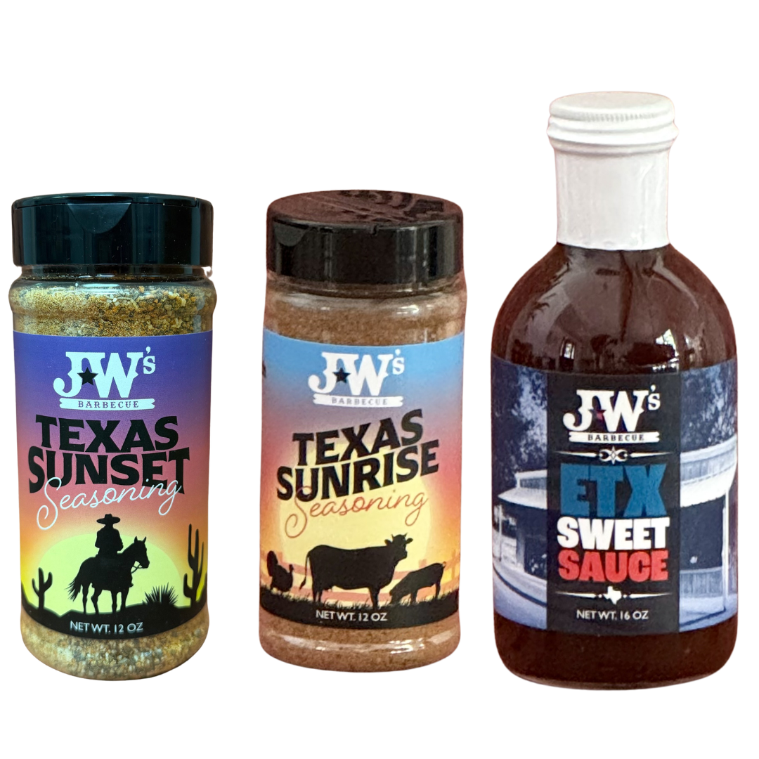 JW's Rub & Sauce Bundle — Texas Sunrise, Texas Sunset & ETX Sweet Sauce