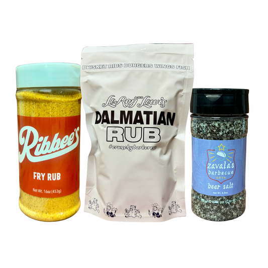 Texas Trailblazers Trio — Ribbee's Fry Rub, LeRoy & Lewis Dalmatian & Zavala's Beer Salt
