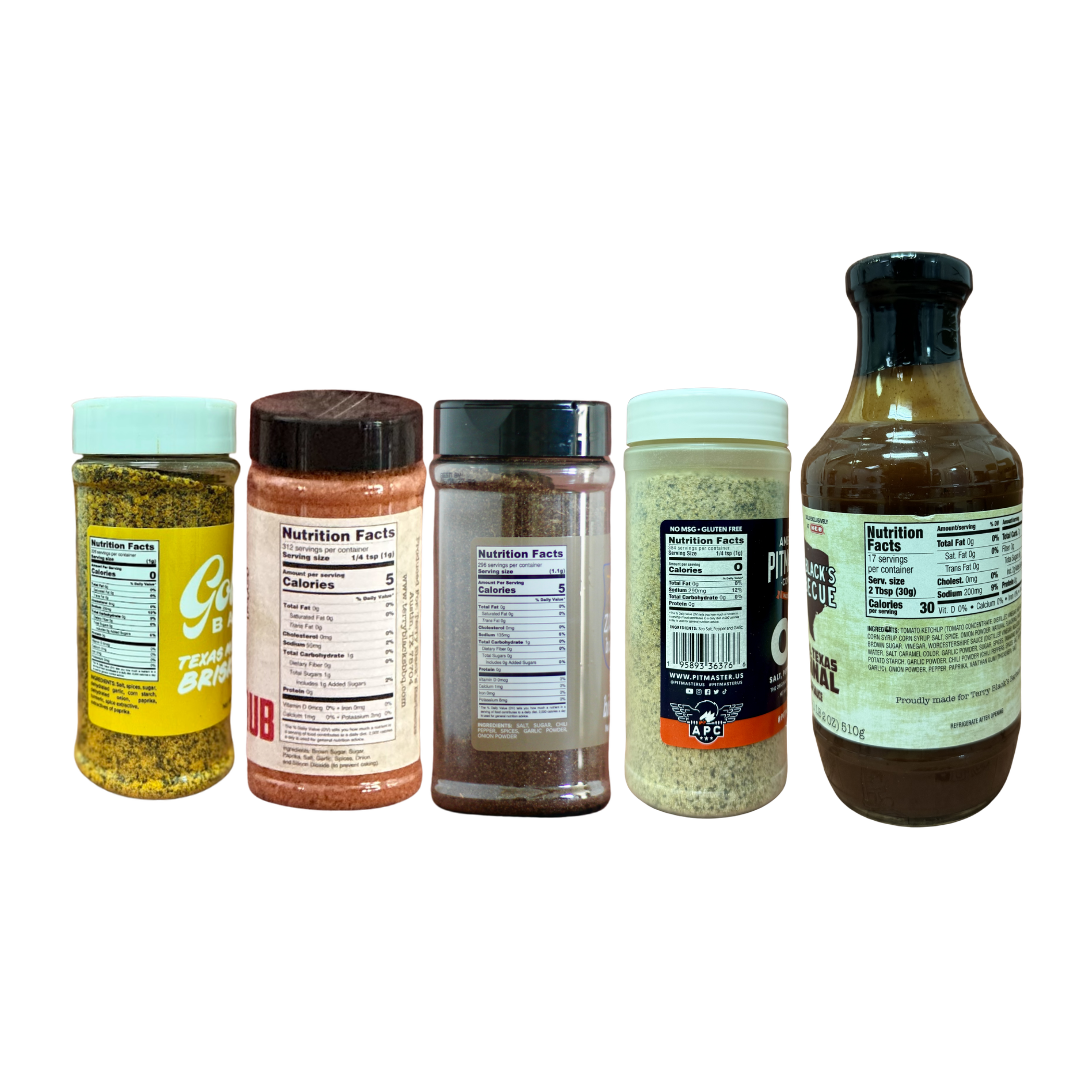 The Whole Pit — Brisket, Pork & Chicken Rubs + SPG + Texas Sauce (5-Pack)