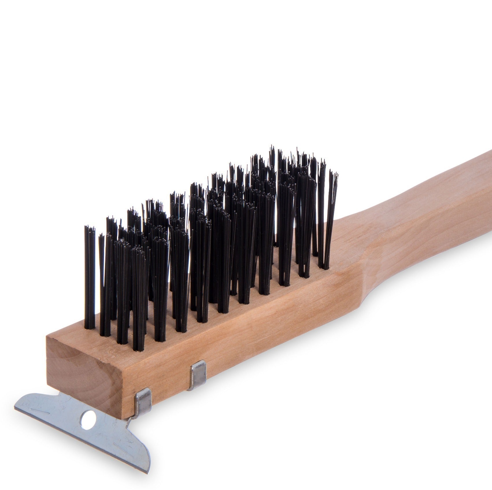 Grill Brush: 20" Wire with Scraper (Wood) image 0